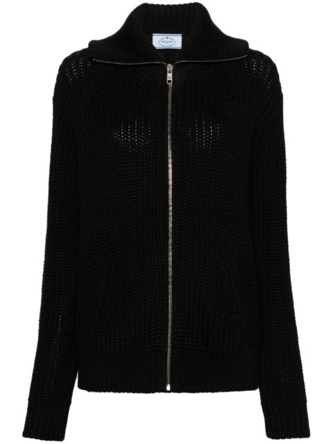 enamel-triangle zip-up cardigan