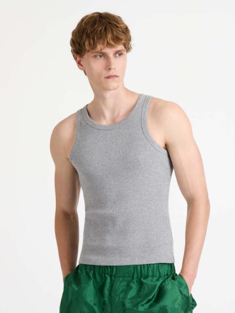 MENS RIB VEST IN MID GREY MELANGE