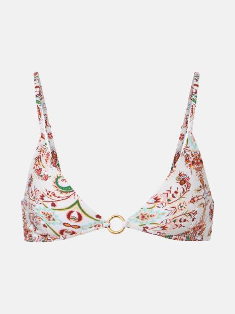 Greece printed triangle bikini top