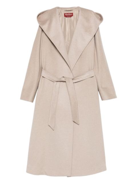 hooded belted coat