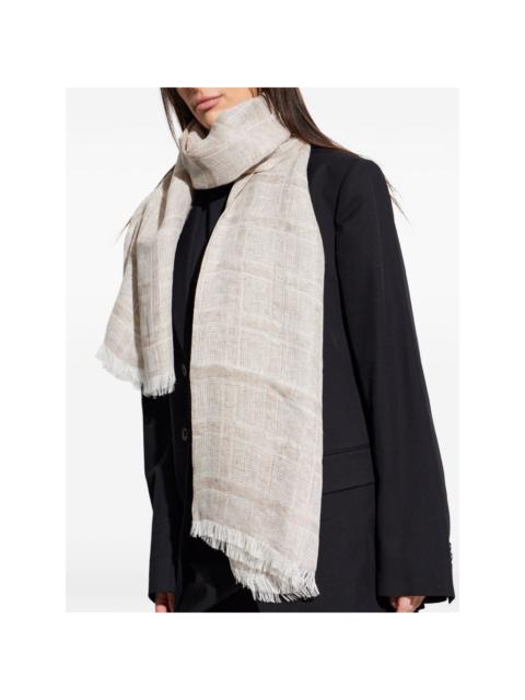 fringed checked scarf
