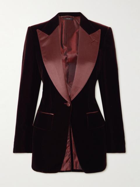 Silk-satin Trimmed Velvet Blazer