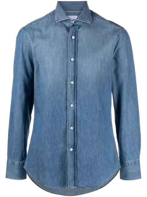 spread-collar denim shirt
