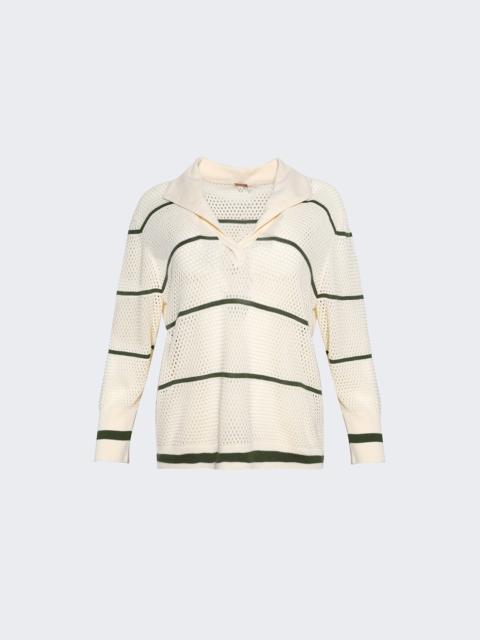 Poca Vela Top Ecru And Green