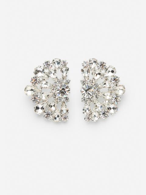 Crystal rosette stud earrings in silver