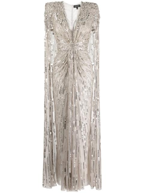 Lotus Lady embellished cape gown