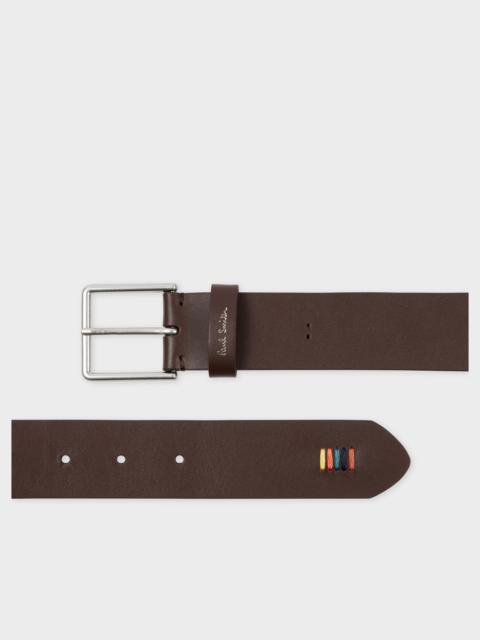 Brown Leather 'Artist Stripe' Stitch Belt