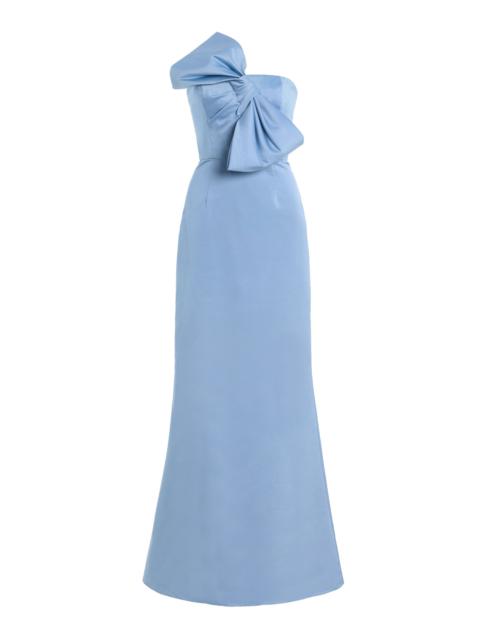 Bow-Detailed Cotton-Silk Gown blue