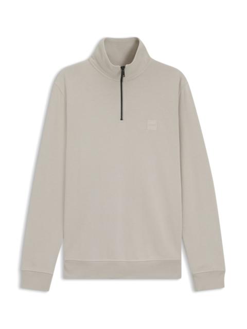 QUARTER-ZIP COTTON-TERRY SWEATSHIRT WITH LOGO PATCH