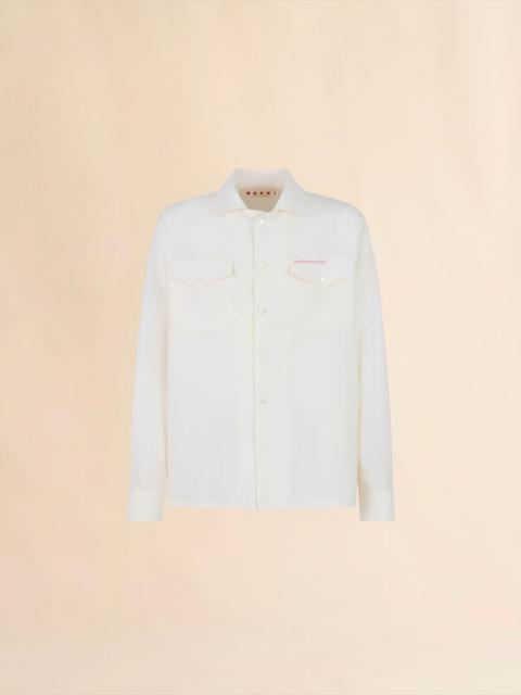 WHITE TROPICAL WOOL SHIRT WITH MARNI MENDING