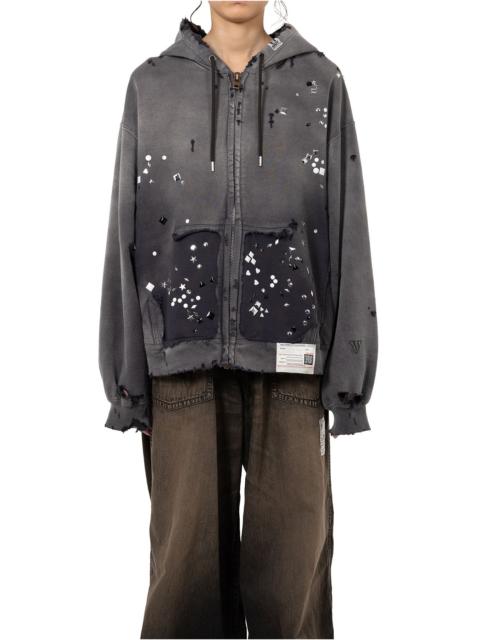 Sun Faded Like Embellished Zip-up Hoodie