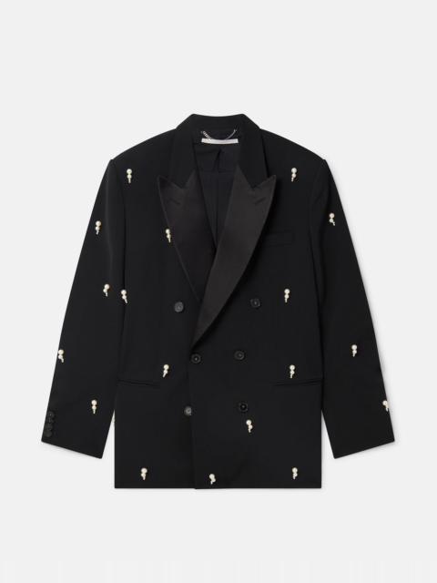 Pearl Embroidery Oversized Double-Breasted Blazer