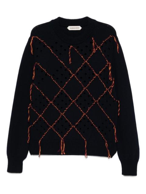 intarsia quilt crew-neck jumper