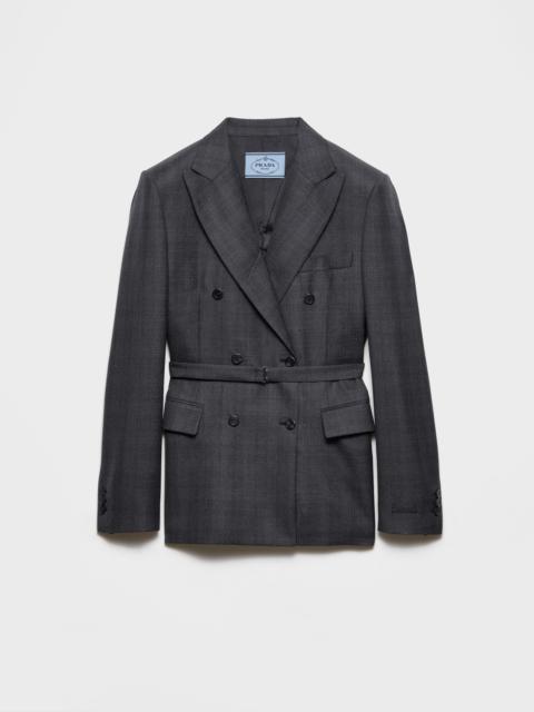 Double-breasted checked wool jacket