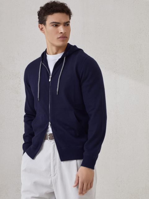 Cashmere sweatshirt-style cardigan with hood