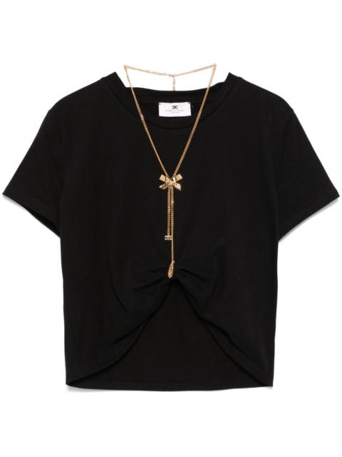 bow-necklace jersey T-shirt