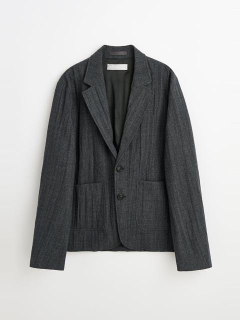 Temp Blazer Stone Grey Plisse Wool