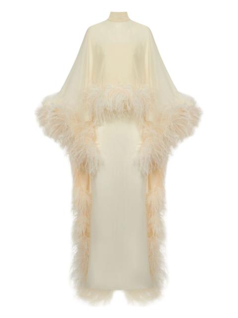 feather-embellishment maxi dress