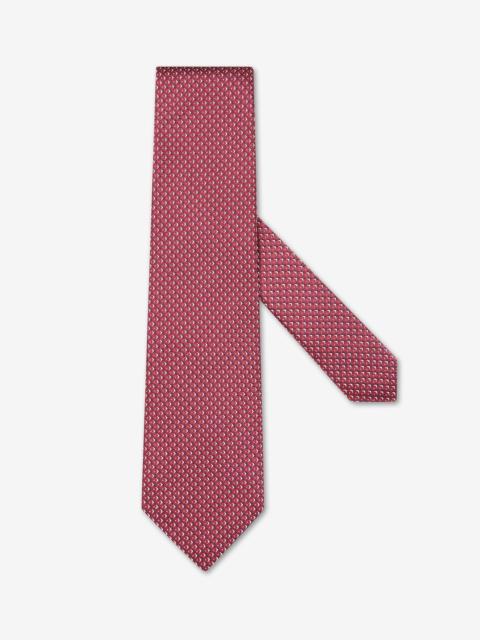 Burgundy pure silk tie with geometric pattern