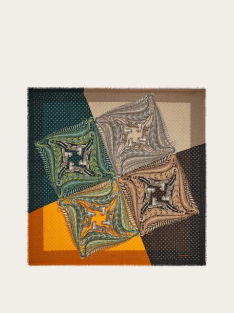 Madras print cashmere stole