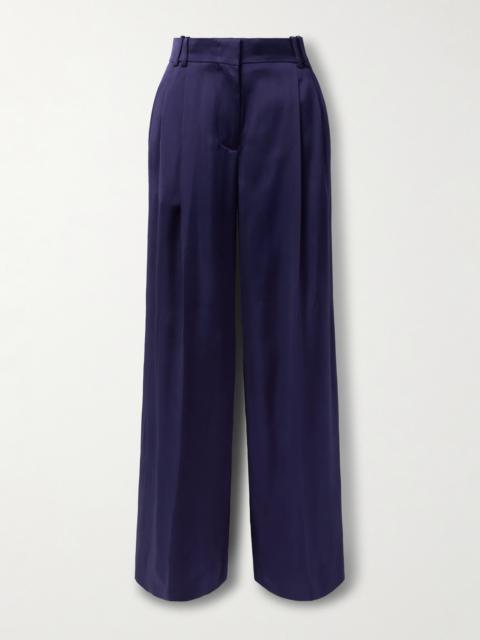 Pleated Satin Wide-leg Pants