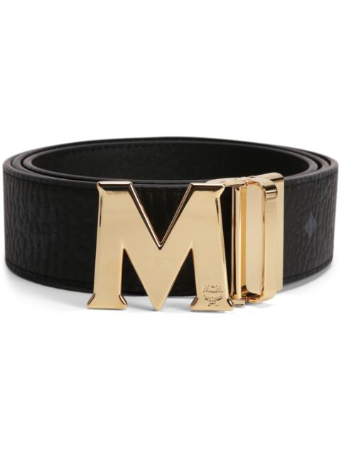 MCM Claus M Reversible Belt Visetos 24K Gold 1.75W 51In/130Cm Black