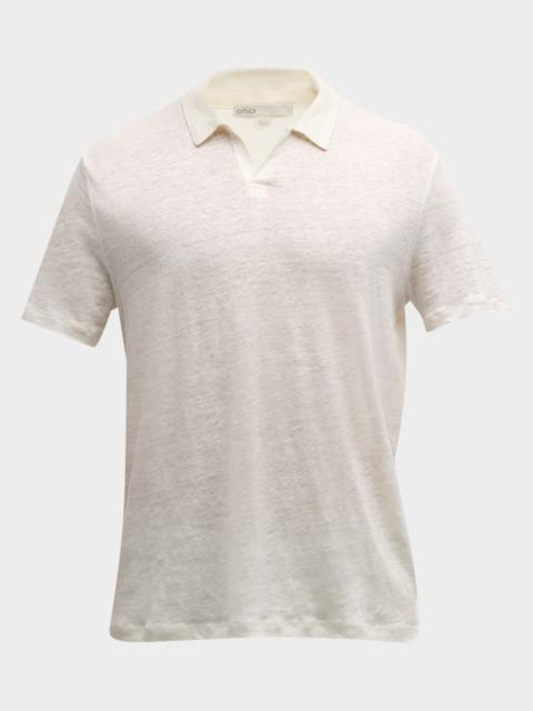 Men's Shaun Linen Johnny Collar Polo Shirt