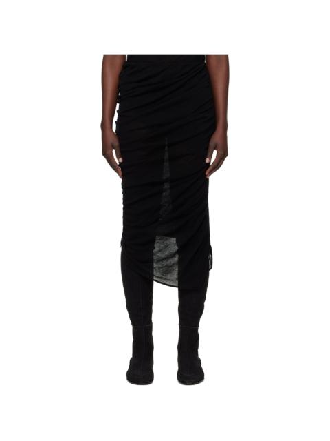 Black Ambiguous Wool Midi Skirt