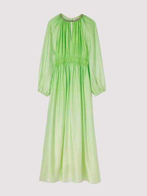 Maxi dress with rhinestone neckline