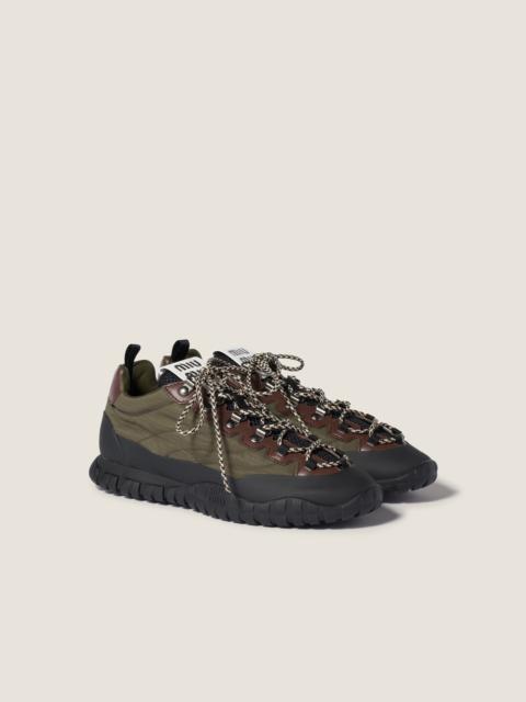 Technical fabric and leather sneakers