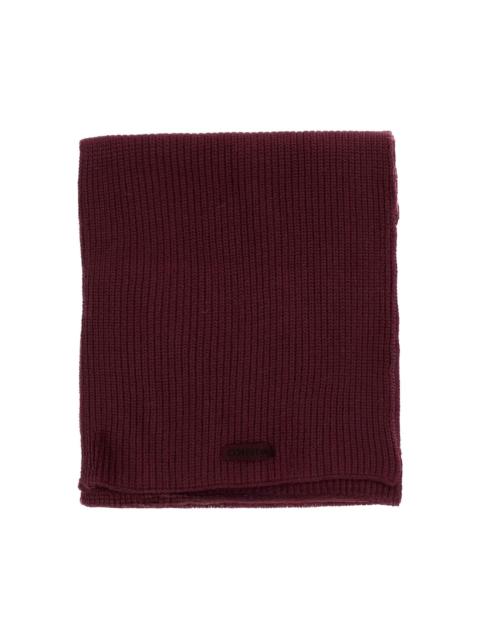 ribbed logo-patch scarf