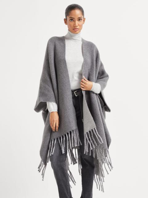 Wool and cashmere reversible double knit poncho