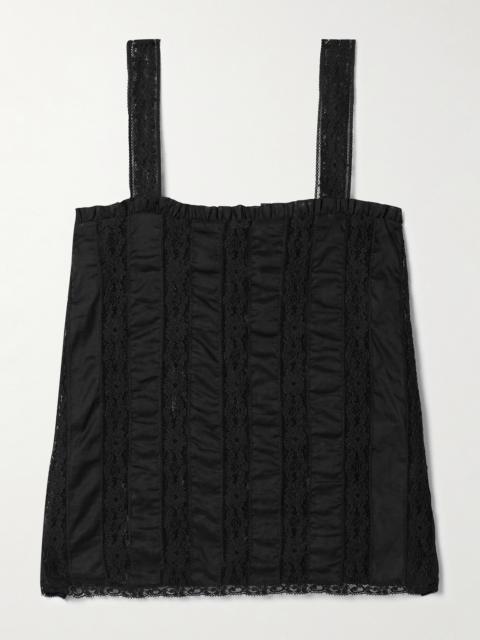 Radda Ruffled Paneled Cotton-voile And Lace Top