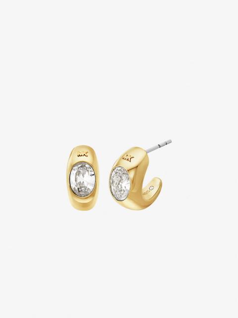 Precious Metal-Plated Cubic Zirconia Huggie Hoop Earrings