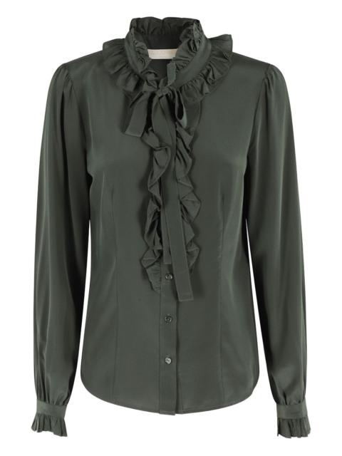 ruffled silk blouse