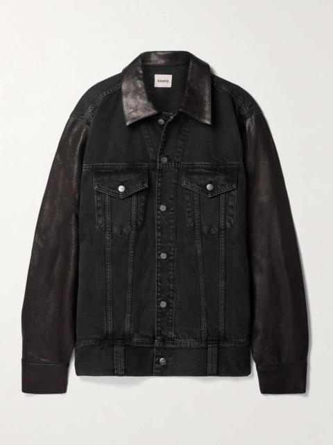 Grizzo oversized leather-trimmed denim jacket