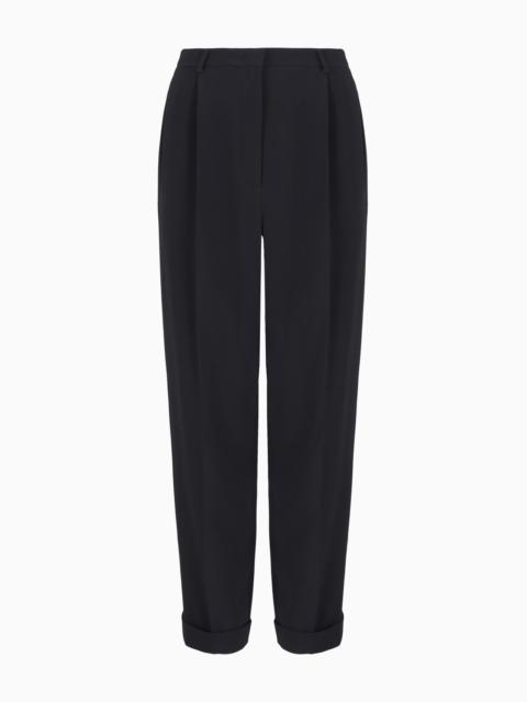 Straight-leg one-pleat trousers in viscose cady