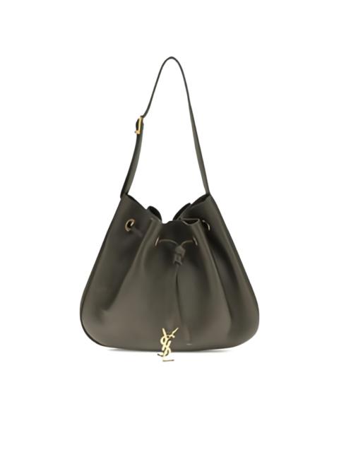 drawstring leather shoulder bag