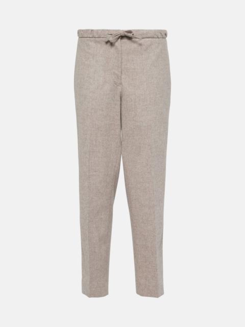 Wool cropped straight pants