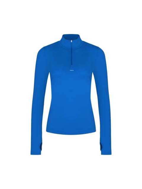Womens Plant-Stretch Zipped Long Sleeve Top - Gaia Blue
