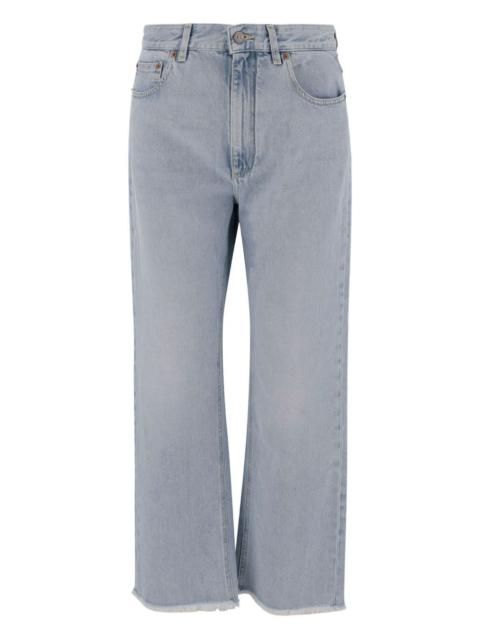 frayed straight-leg jeans