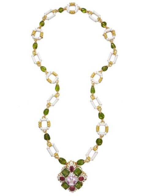 Kunzite Rubellite Heraldic Couture Necklace