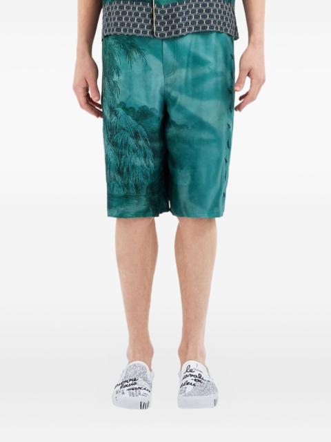 landscape-print shorts