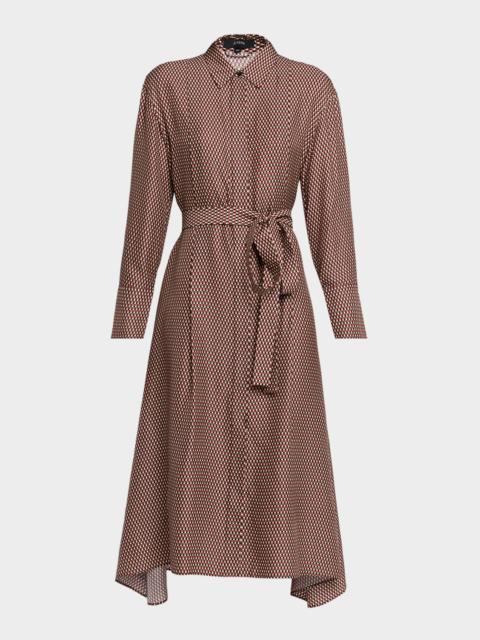 Orlan Belted Geometric-Print Midi Shirtdress
