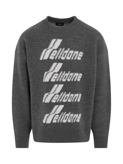 Logo Pile Knit Sweater in Grey