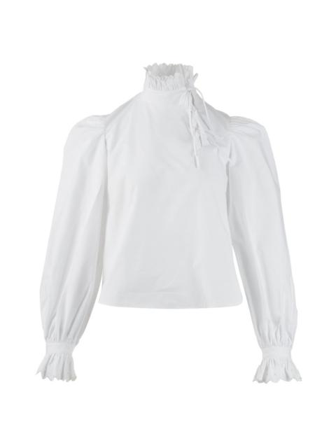 White Embroidery Frill Blouse