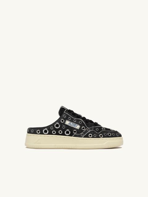 MEDALIST MULE SNEAKERS IN BLACK LEATHER WITH STUDDED DETAILS