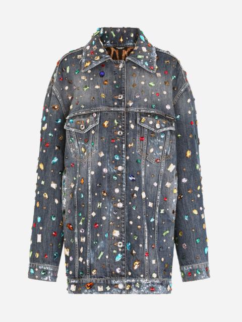 Denim jacket with rhinestone details