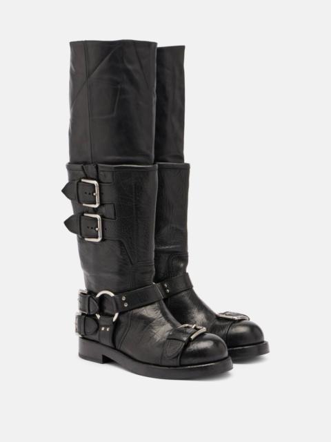 Leather knee-high boots