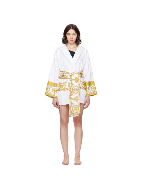 White 'I Heart Baroque' Short Bathrobe
